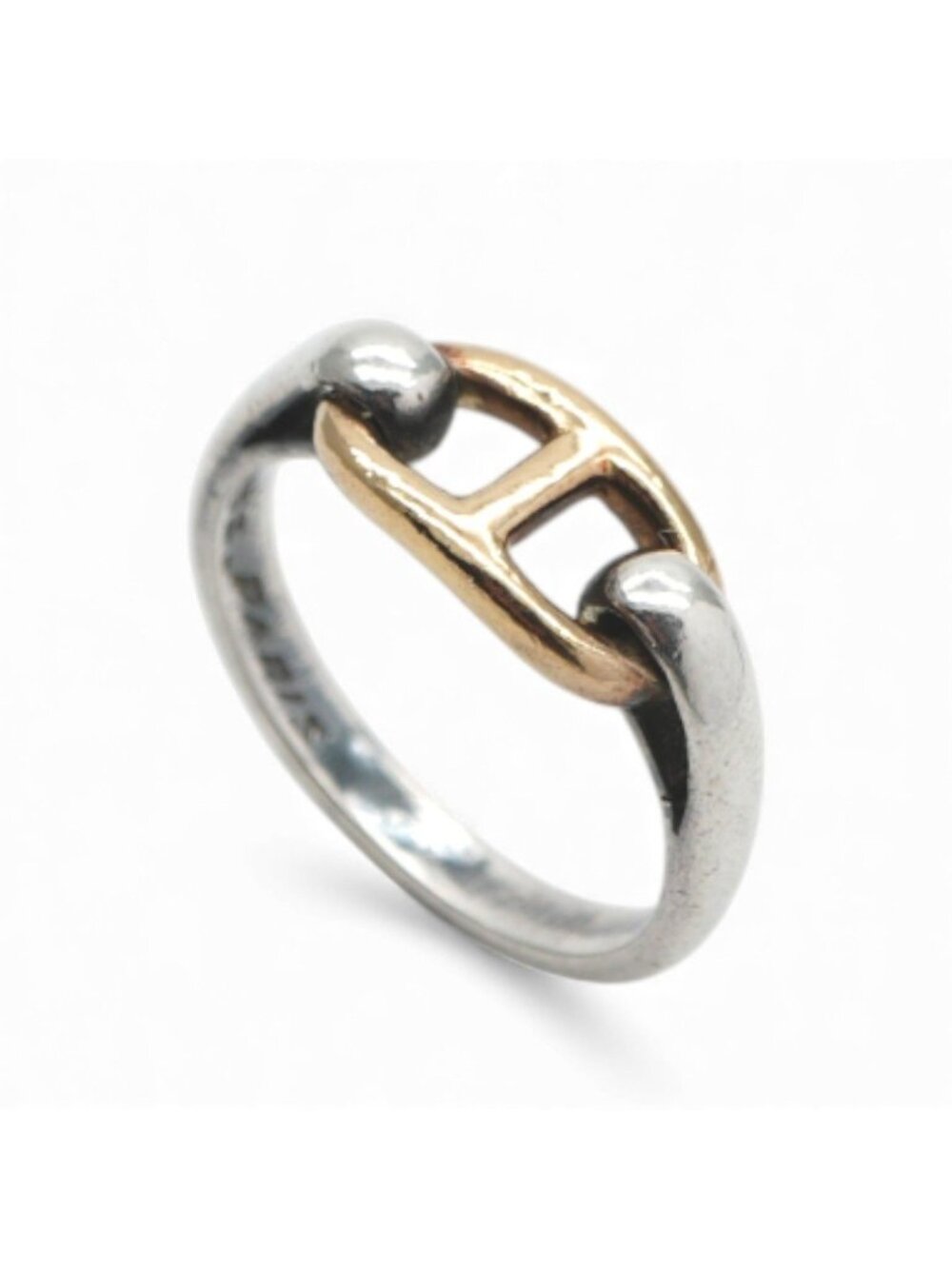 Hermes Chaine D'ancre Ring 750/925 Sterling Silver Gold